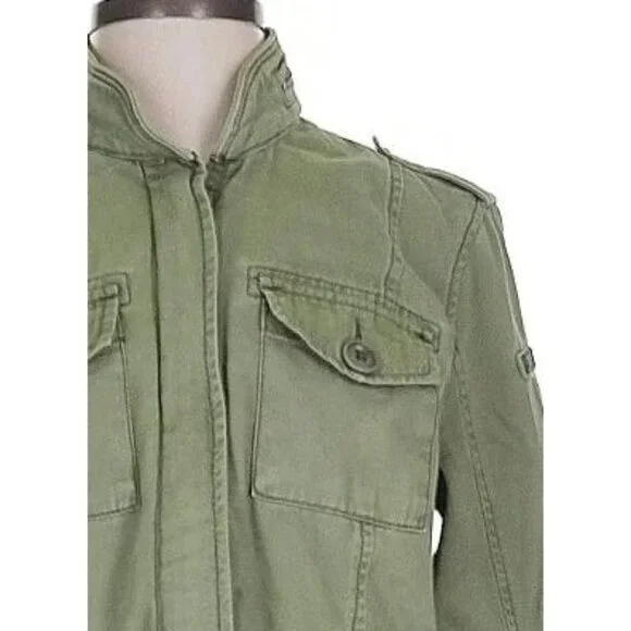 Vtg Y2K Abercrombie Floral Embroidered Green Utility Jacket | Military Boho Twee - Picture 4 of 14